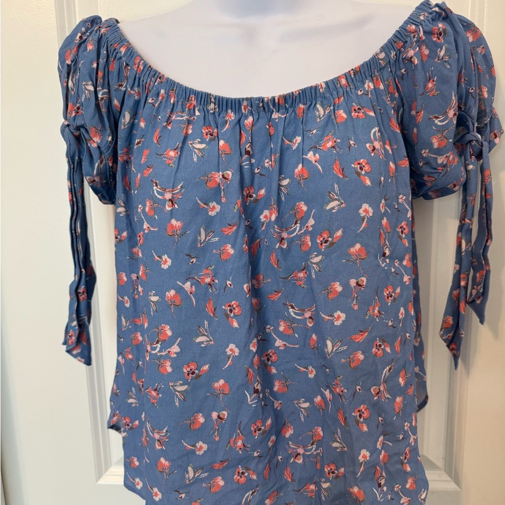 Flynn Skye Gray and Pink Smocked Blouse with 3/4 Sleeves
